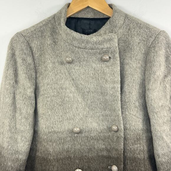 J. Crew Gray Brown Ombre Double-Breasted Coat Size 6 Wool Blend - Picture 3 of 15